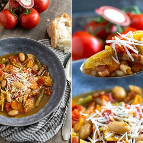 Rezept für einen Gemüseeintopf miot Wirsing, Bohnen und Tomaten