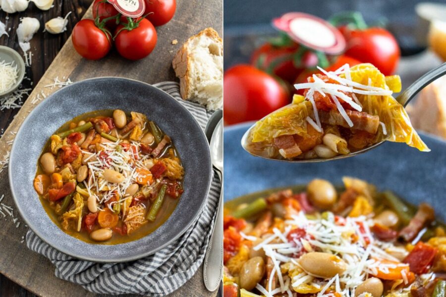 Rezept für einen Gemüseeintopf miot Wirsing, Bohnen und Tomaten