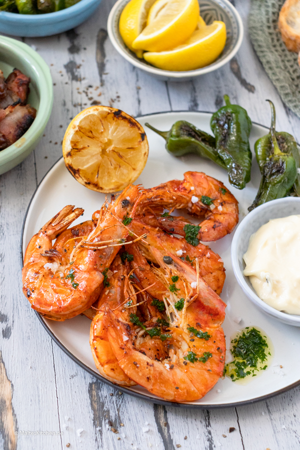 Leckere gegrillte Gambas