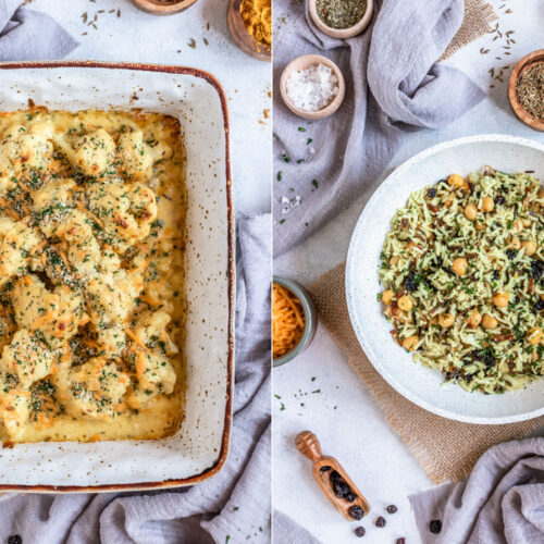 BBlumenkohl aus dem Ofen mit Käse-Sahne-Sauce