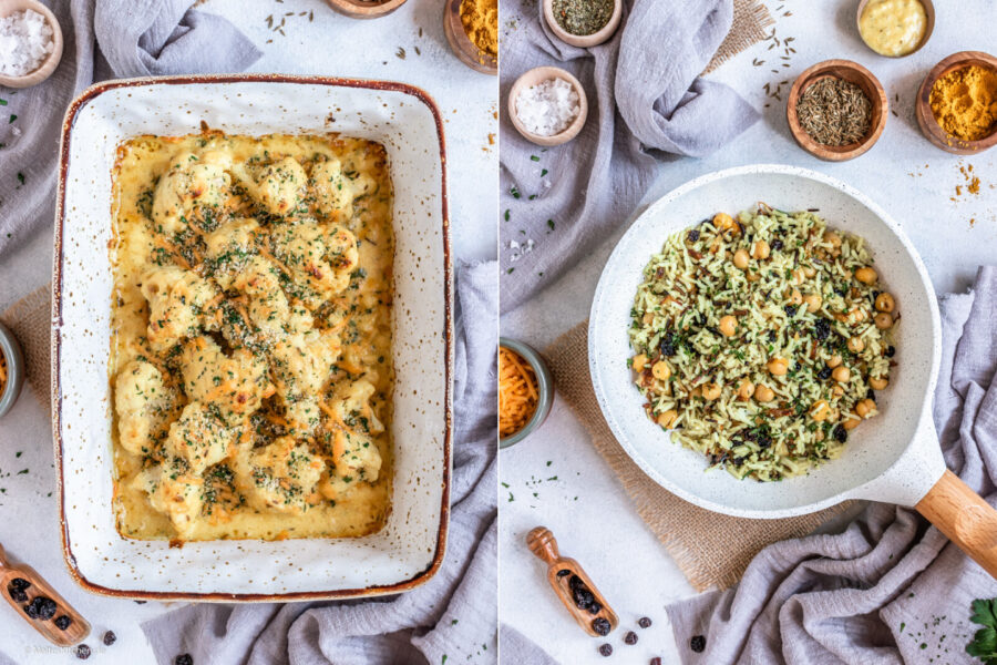 BBlumenkohl aus dem Ofen mit Käse-Sahne-Sauce