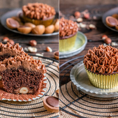 Rezept für schokoladige Toffifee Muffins mit Nougat-Topping
