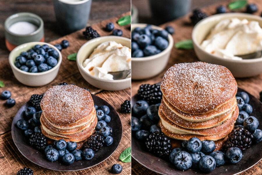 Rezept fluffige Pancakes mit Blaubeeren