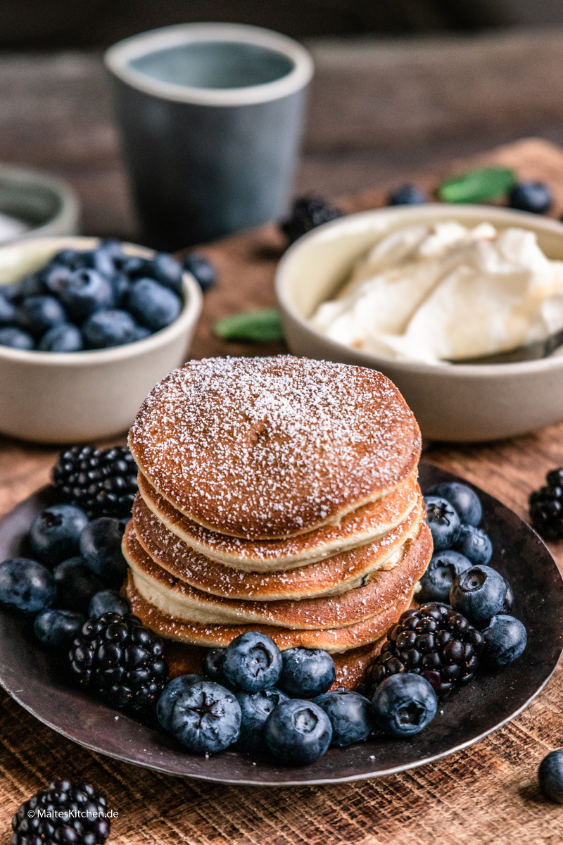 Super leckere Pancakes mit Blaubeeren