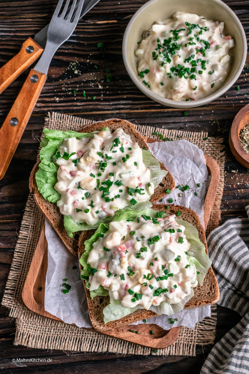 Selbstgemachter Eiersalat zum Frühstück