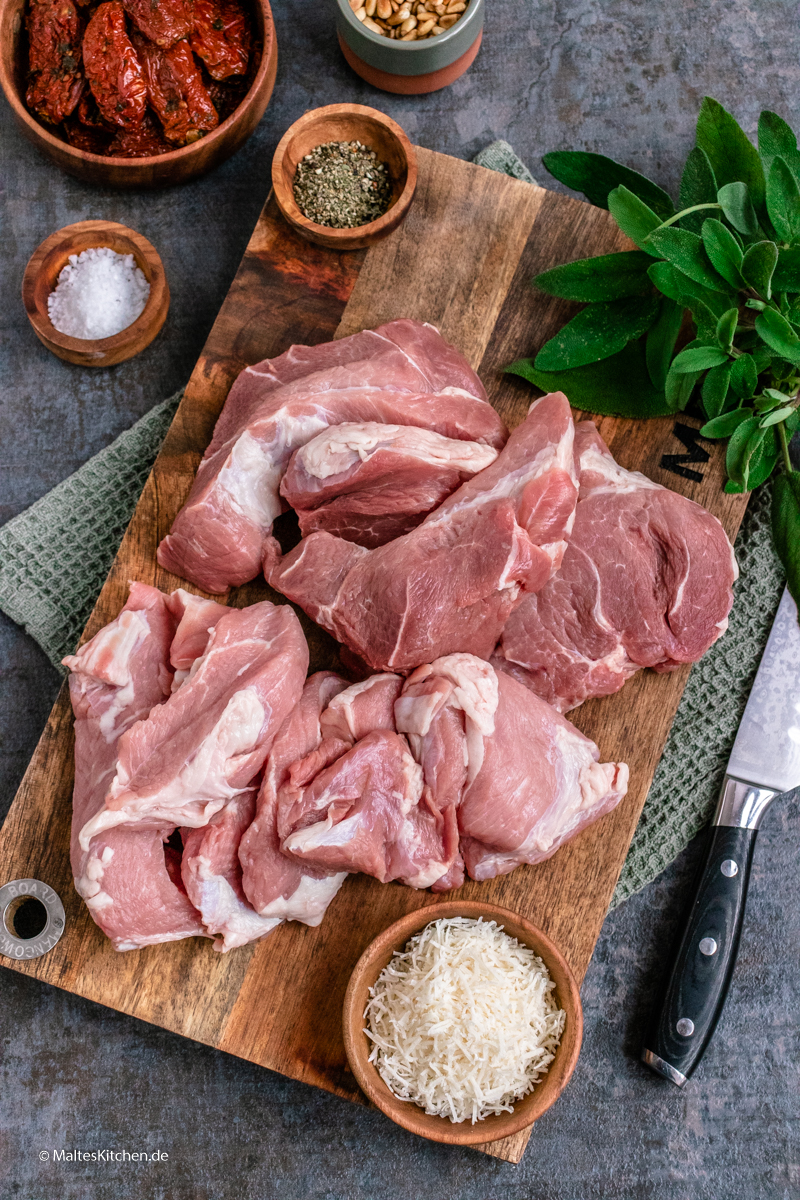 Meine Wurst besteht aus Kalb- und Schweinefleisch