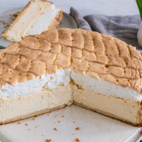Rezept für einen cremigen Käsekuchen mit Tröpfchen / Tränen