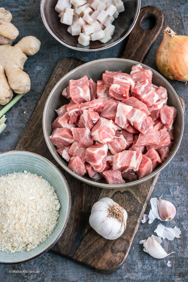 Die Zutaten für meinen Schweinefleisch Burger