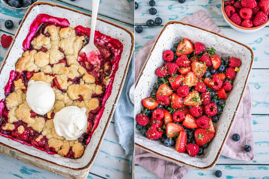 Rezept Beeren-Crumble vom Grill mit selbstgemachtem Joghurteis