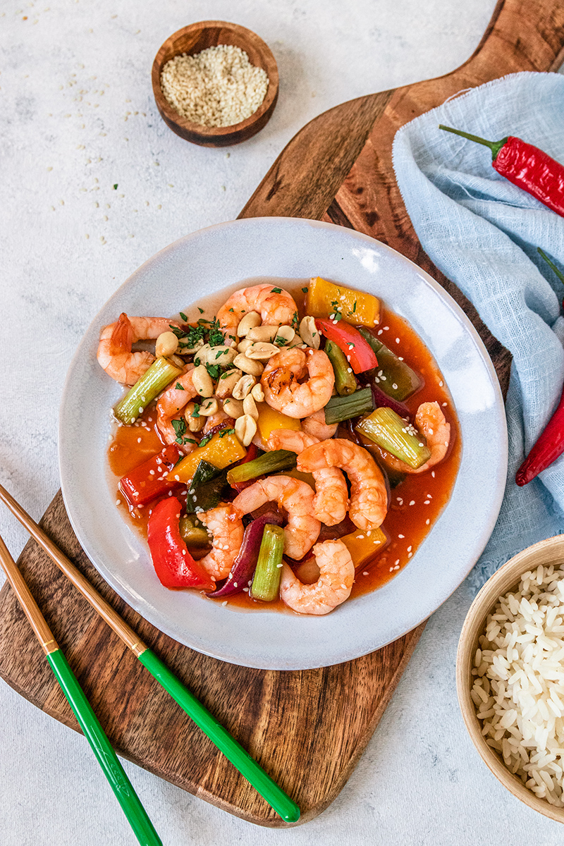 Knackige Garnelen in süß-sauer Sauce