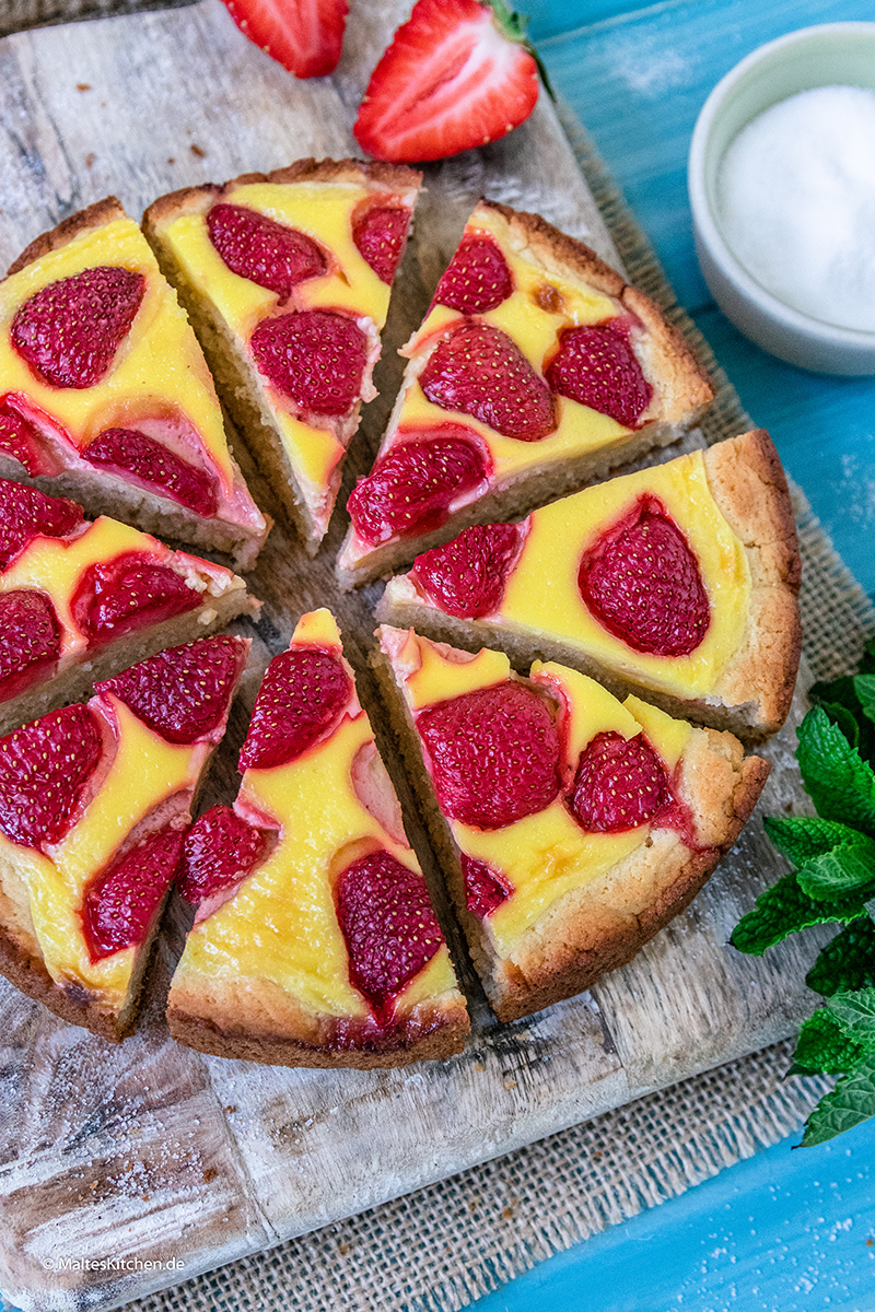 Erdbeerpizza mit Pudding