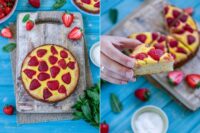 Rezept knusprige Erdbeerpizza mit Pudding-Schmand-Creme