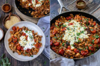 Rezept Hackflesichpfanne mit Kritharaki und feta