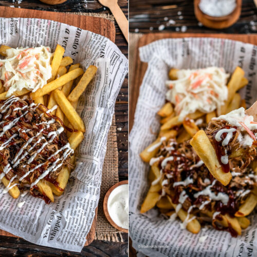 Rezept Poutine mit Pulled Pork, Krautsalat und BBQ-Sauce