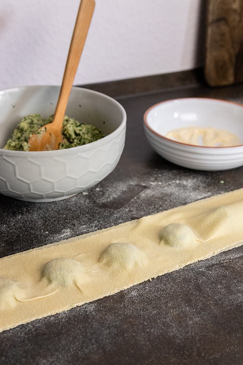 Ravioli in the making.