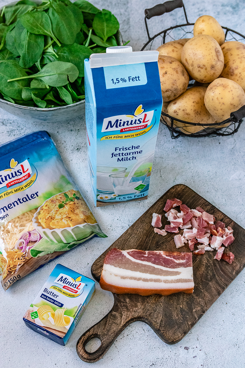 Die MinusL Zutaten für mein Kartoffelgratin.