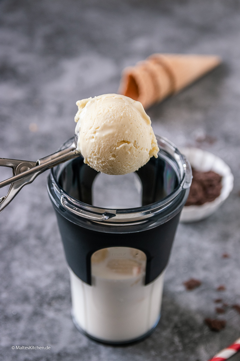 Leckeres selbstgemachtes Vanilleeis für meinen Bananen-Milchshake.
