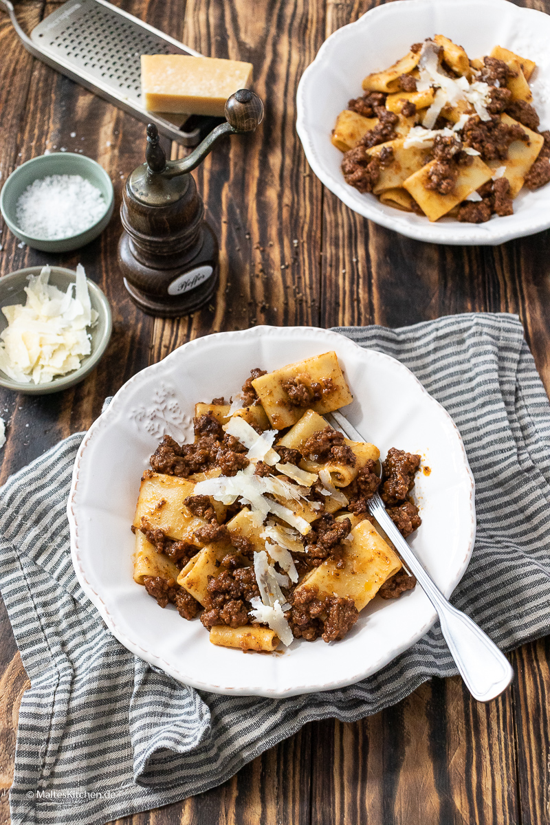 Leckere Bolognese Sauce mit Nudeln.