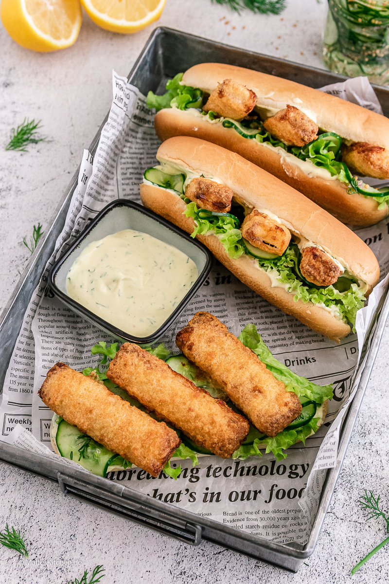 Schnell gemacht und lecker - der Fischstäbchen Hot Dog.