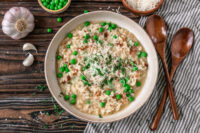 Rezept cremiges Risotto mit Pancetta und Erbsen