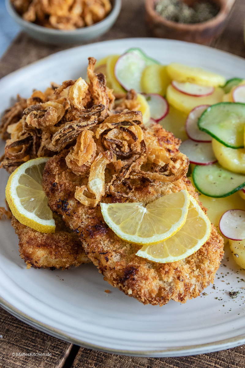 Knusprig und lecker. Das Zwiebelschnitzel aus dem Airfryer.