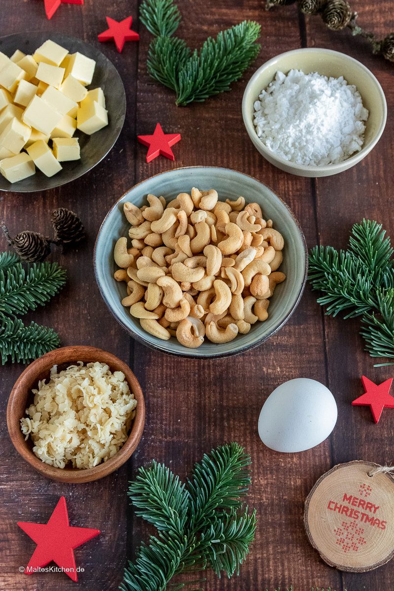 Zutaten für die Cashewtaler.