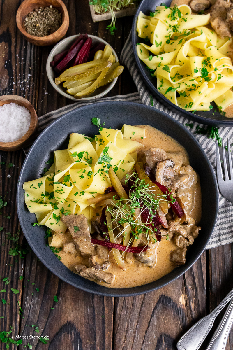 Rindergeschnetzeltes Stroganoff Art mit zartem Fleisch von Château Boeuf®.