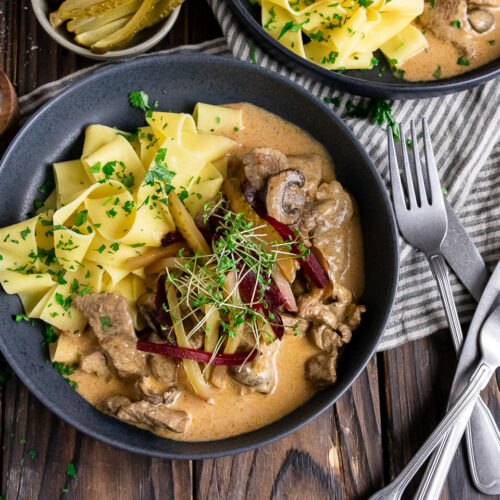 Rezept Rindergeschnetzeltes Stroganoff Art