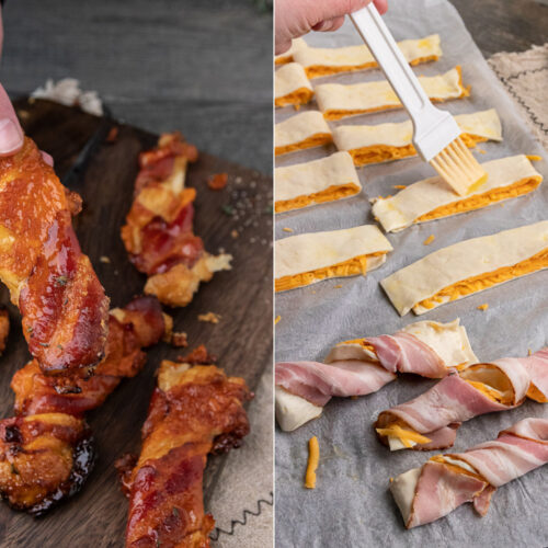 Rezept für Blätterteigstangen mit Cheddar und Bacon