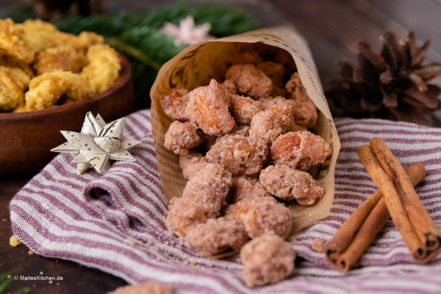 Rezept für selbstgemachte gebrannte Mandeln und Curry-Cashews