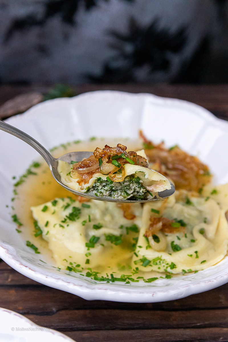 Maultaschen mit leckerer Fleischfüllung.
