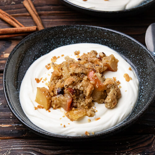 Rezept Apfel-Crumble mit Mascarponecreme