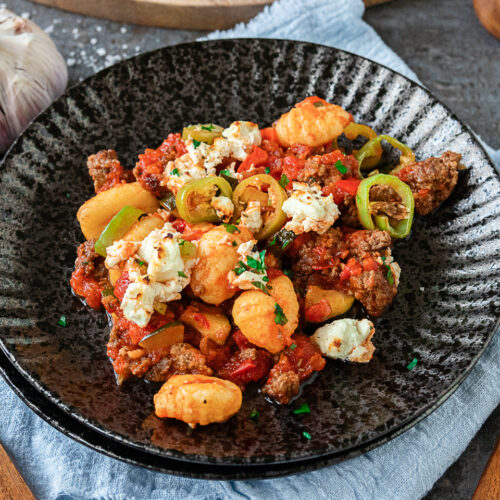 Rezept Hackfleischpfanne mit Gnocchi und Feta