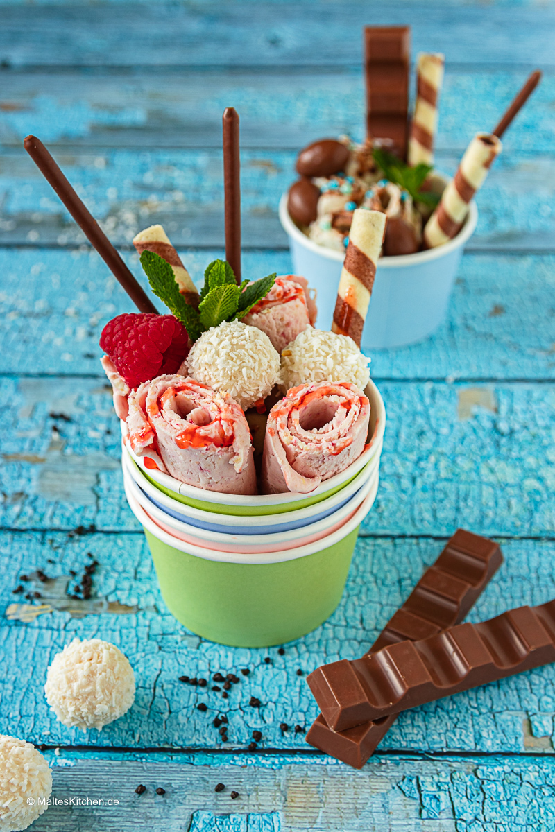 Ice Rolls mit der Rolleis-Maschine von ALDI.