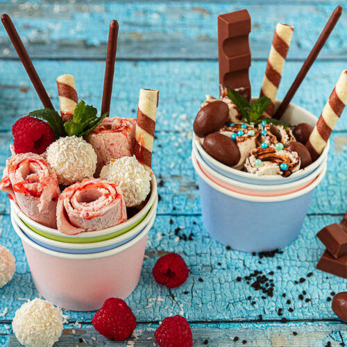 Rezept für selbstgemachte Ice Rolls mit der Rolleis-Maschine von ALDI.