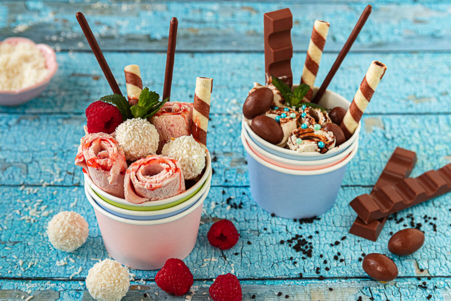 Rezept für selbstgemachte Ice Rolls mit der Rolleis-Maschine von ALDI.