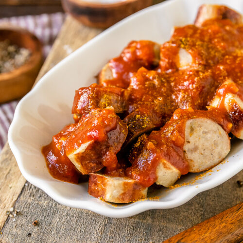 Rezept für Currywurst mit fruchtiger Currywurst Soße