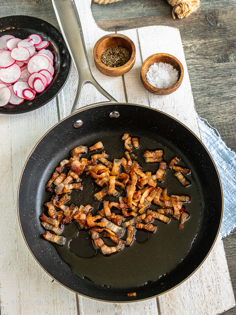Ausgelassener Pancetta.