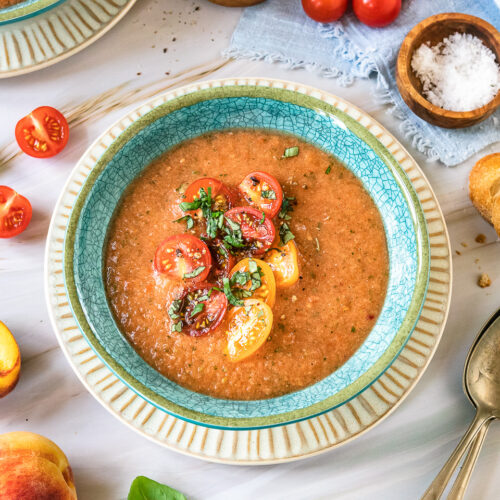 Rezept für eine Gazpacho mit Pfirsich und Tomaten