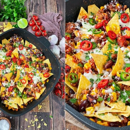 Rezept Nachopfanne mit Hackfleisch, Kidneybohnen, Mais und Käse