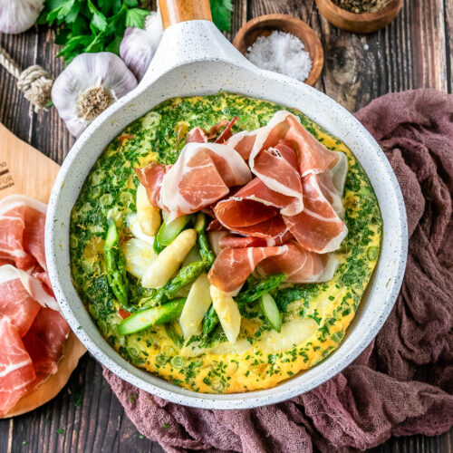 Rezept Tortilla mit Spargel und Serrano-Schinken.