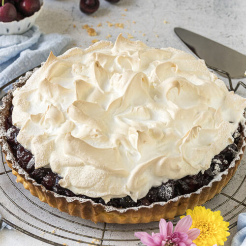 Rezept saftiger Kirschkuchen mit Baiserhaube