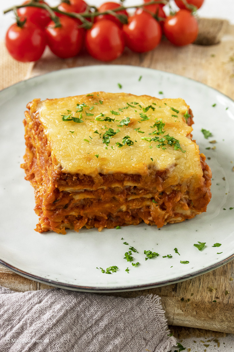 Meine Lasagne mit Linsen-Bolognese.