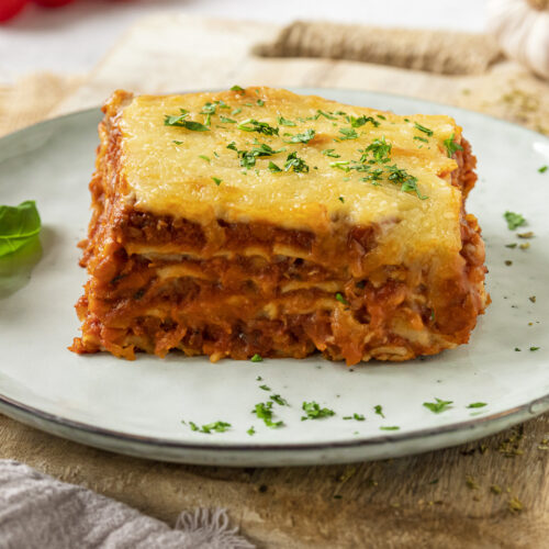 Rezept hausgemachte Lasagne mit Linsenbolognese