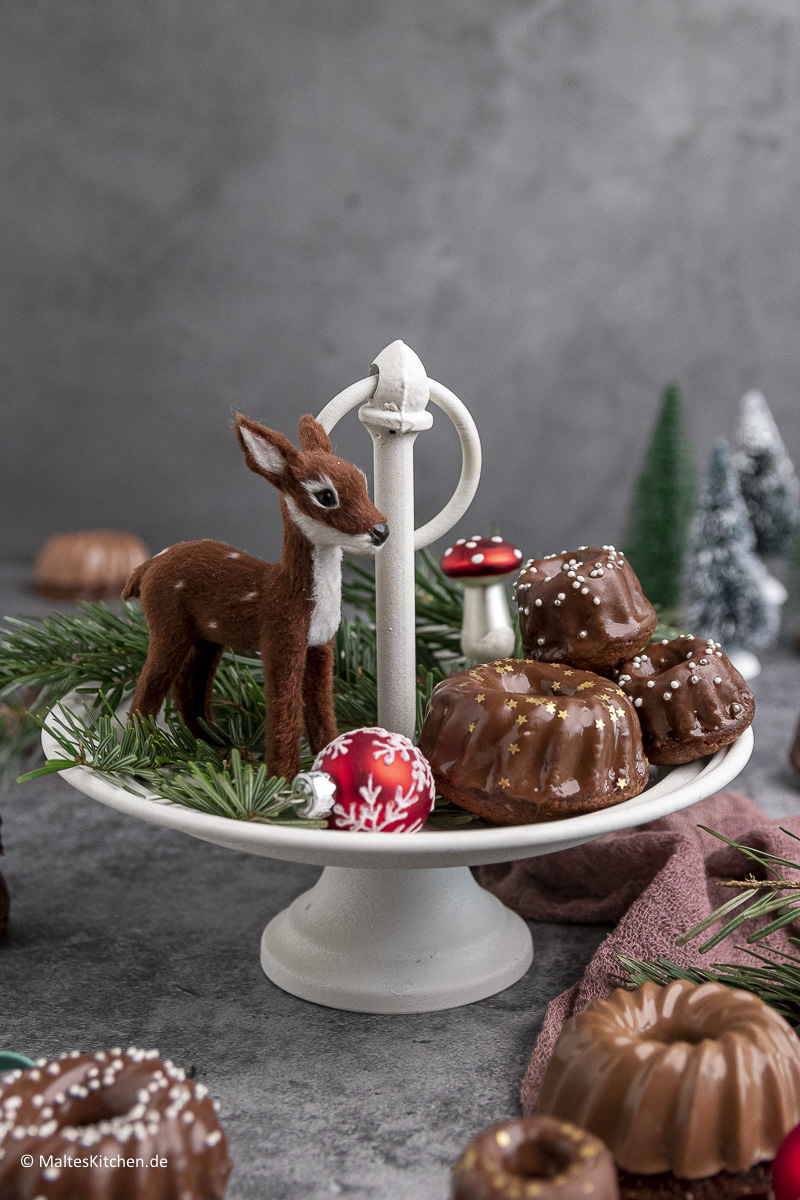 Saftige Mini Gugelhupfe mit Lebkuchengeschmack für Weihnachten.