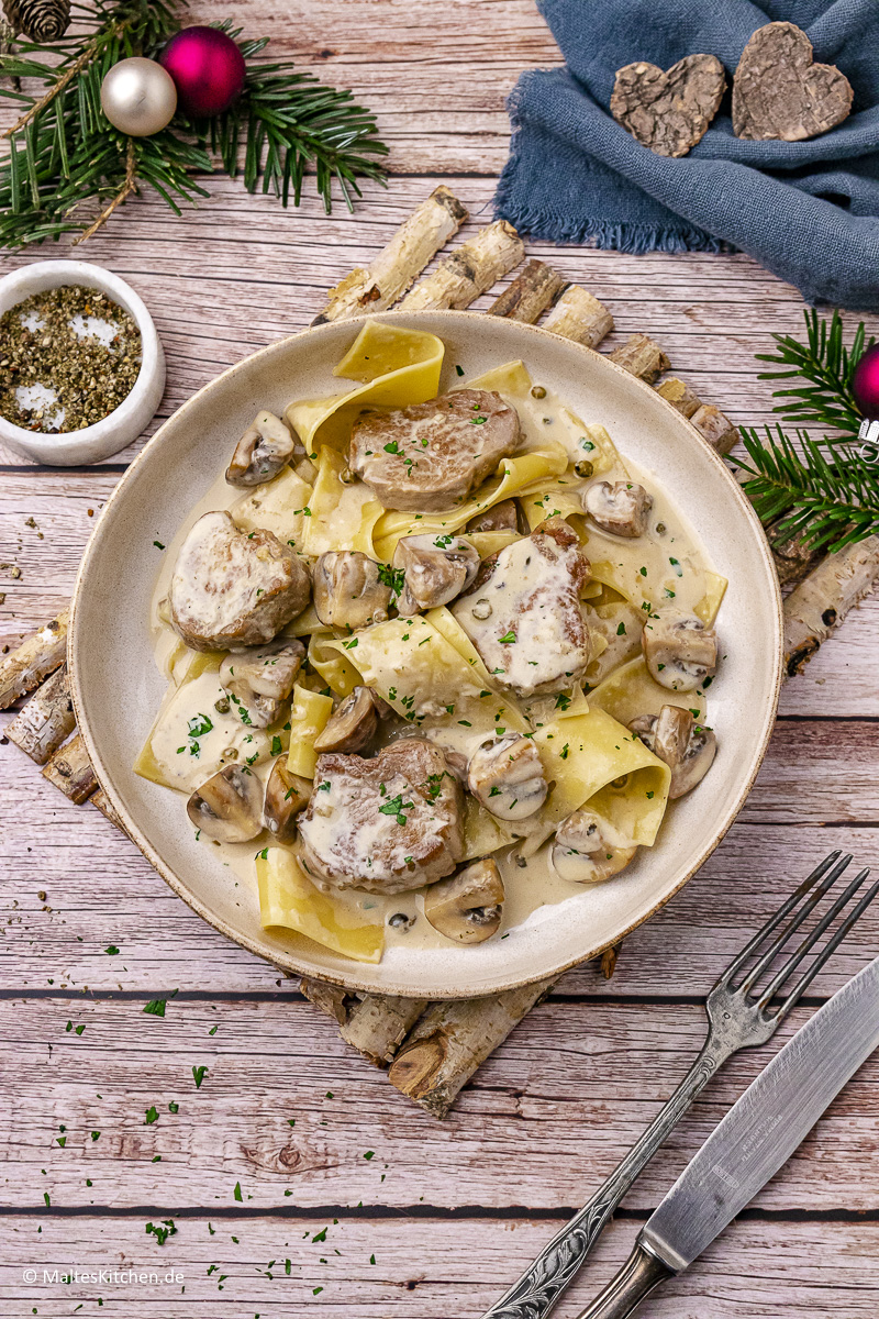 Schweinefilet in Pilzsauce.