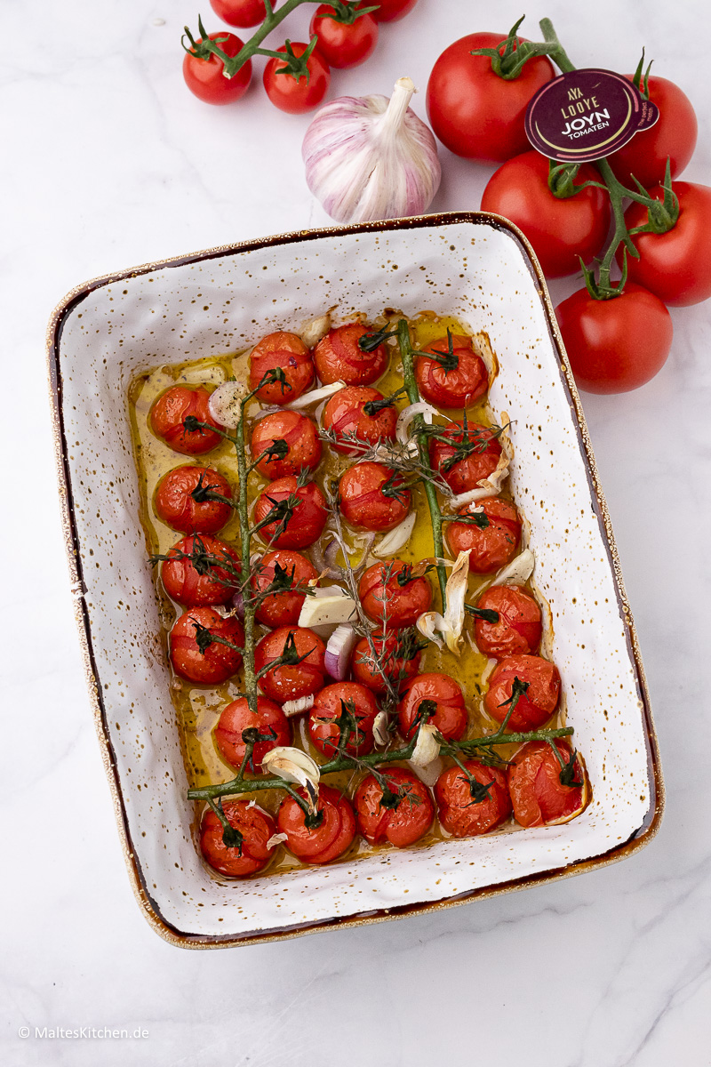 Saftige Honigtomaten aus dem Ofen, für mein Tomatenrisotto.