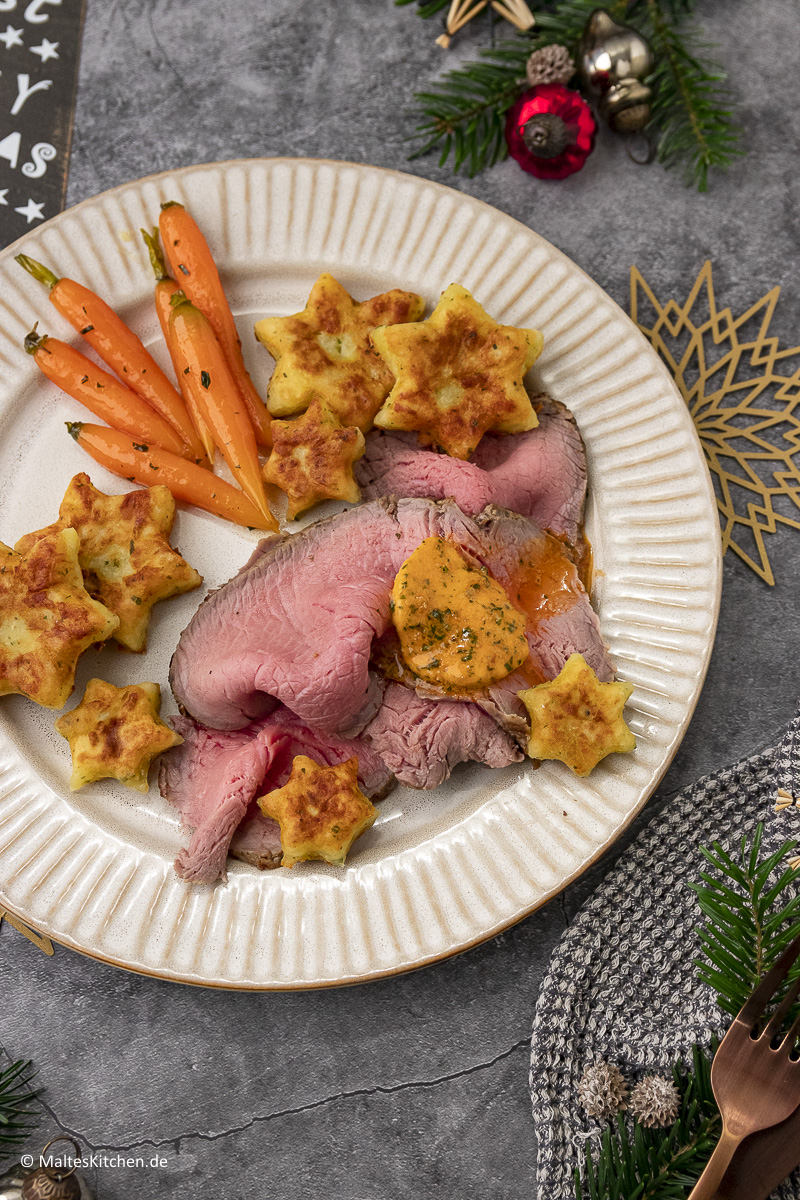 Rosa gegartes Roastbeef.