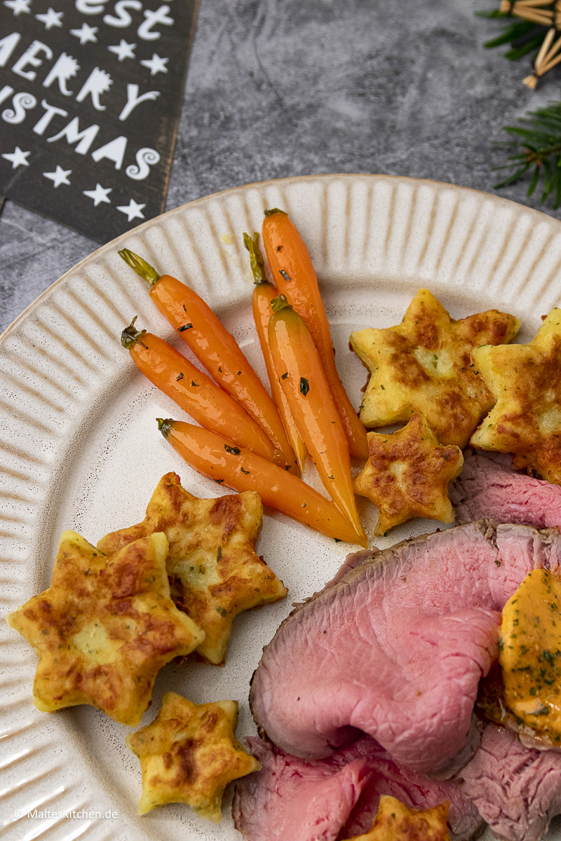 Glasierte Möhrchen zum Roastbeef Braten.
