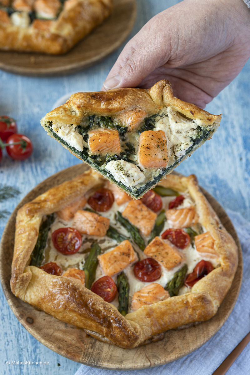 Super leckere Tarte mit Lachs und Spinat.